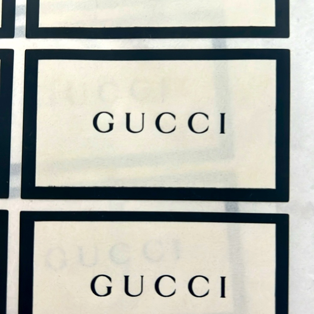 Original Collector’s Item Gucci Cream and Black Stickers /seals Labels - Picture 2 of 6